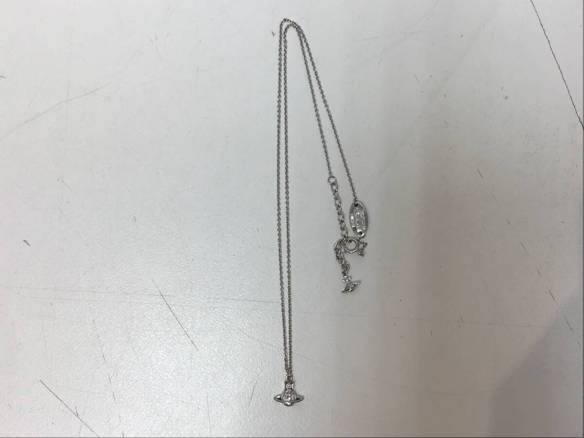 2354■ Vivienne Westwood ヴィヴィアン ウエストウッド ネックレス レディース アクセサリー ストーン SILVER シルバー 袋付の画像2