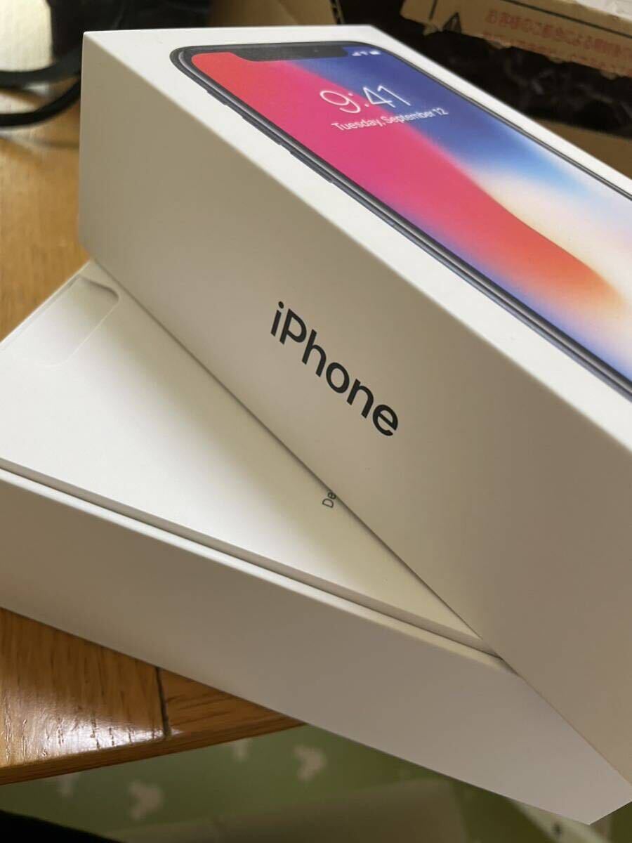 新品未使用1円スタート！Apple iPhone 10 X 256GB スペースグレイ ドコモSIMフリー ロック解除済み！付属品あり