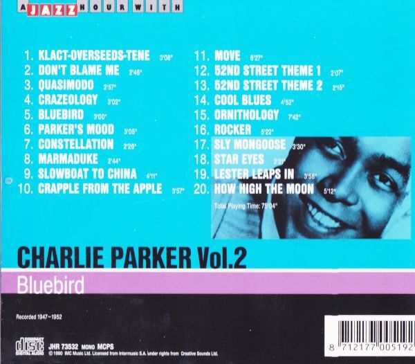 CD　★Charlie Parker Bluebird　輸入盤　(Jazz Hour JHR 73532)_画像3