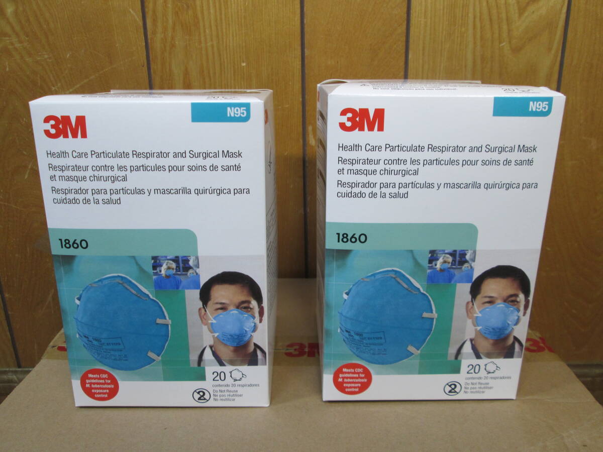 ● 3M 正規品 N95 医療用微粒子用マスク 1860 レギュラーサイズ 20枚入 カップ型 防塵マスク 20枚入 2箱 未使用！ ●の画像1
