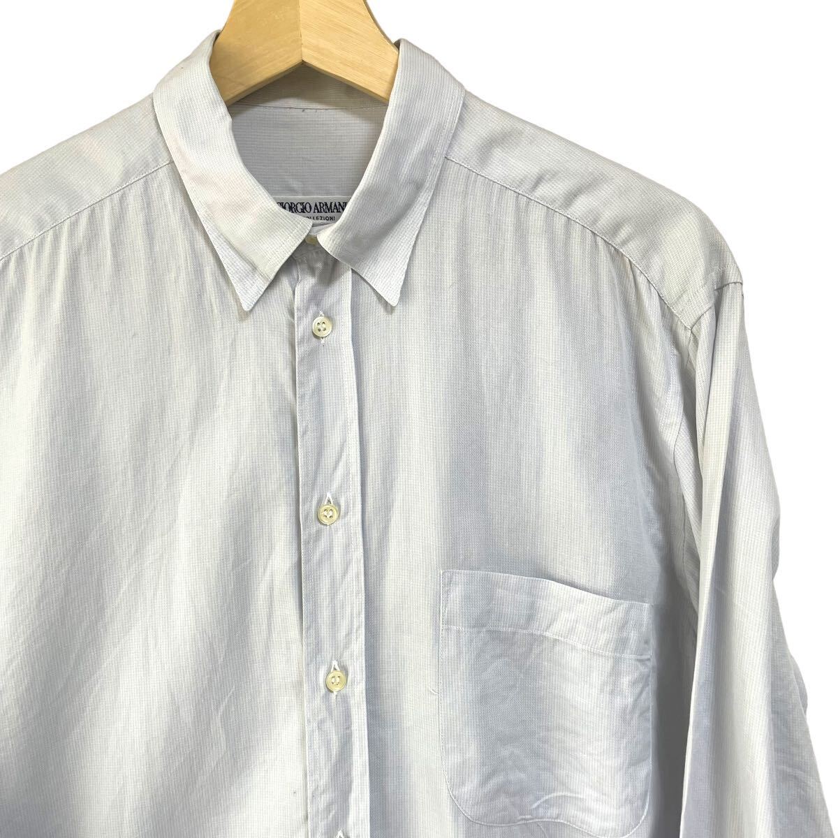 GIORGIO ARMANI ジョルジオアルマーニ 長袖シャツ ブルー ワイシャツ イタリア製 表記39 メンズL〜XL相当_画像1