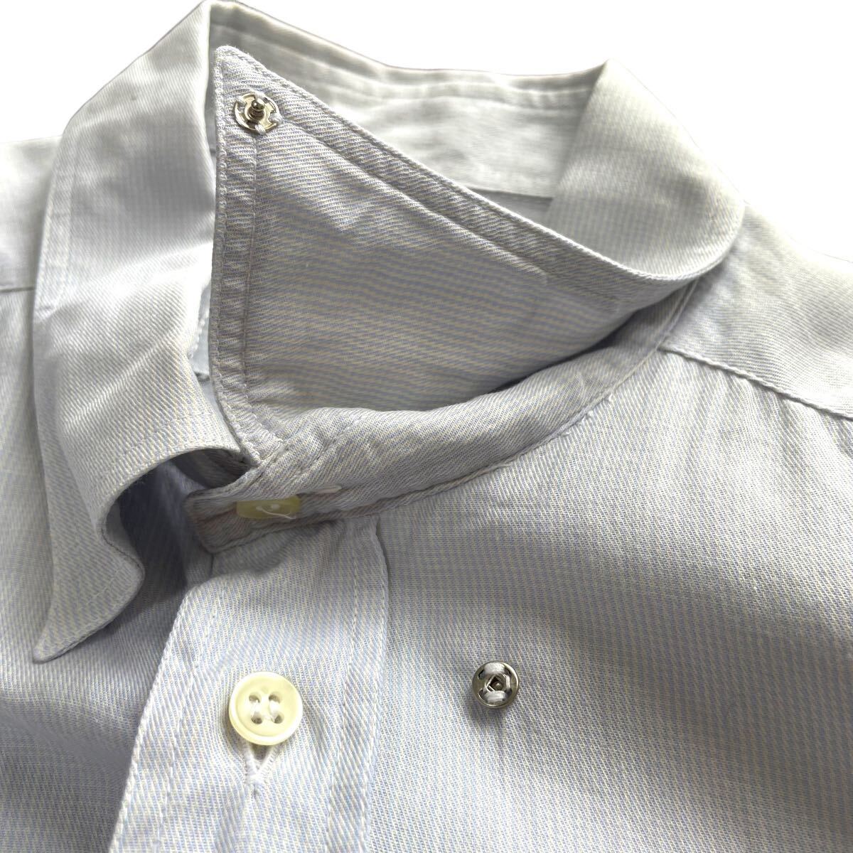GIORGIO ARMANI ジョルジオアルマーニ 長袖シャツ ブルー ワイシャツ イタリア製 表記39 メンズL〜XL相当_画像4
