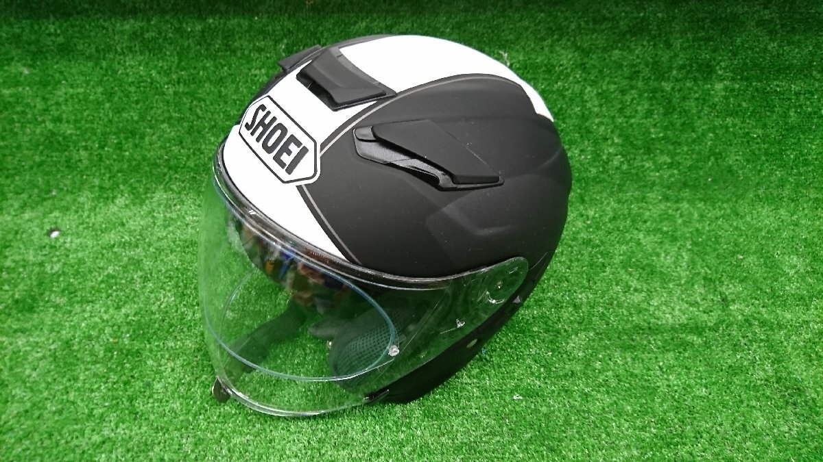 ★中古品★SHOEI ショウエイ ヘルメット J-Cruise2 2輪 バイク 2021年製造 Mサイズ 57cm ブラック ホワイト【他商品と同梱歓迎】の画像4