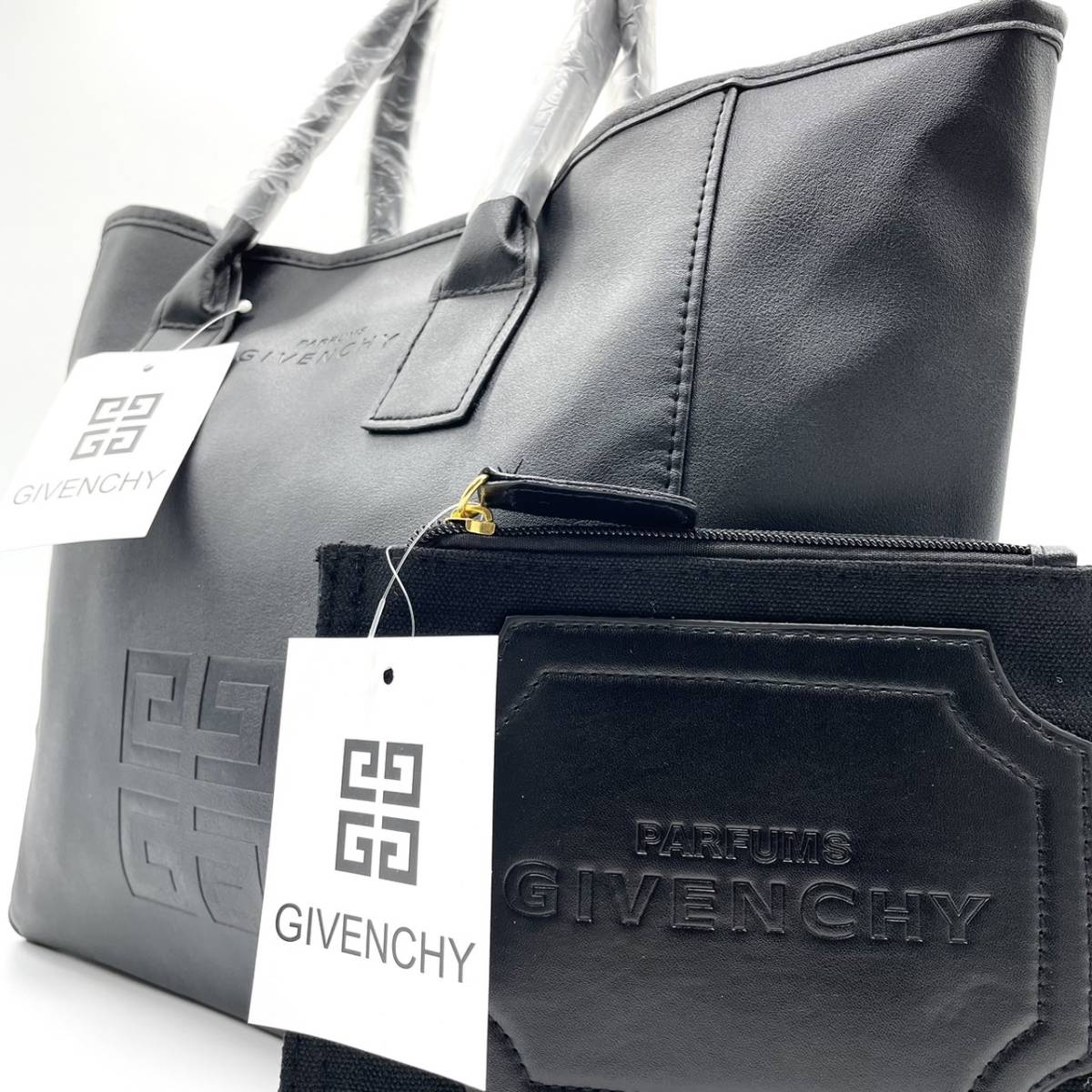 【新品未使用】ジバンシー GIVENCHY ジバンシィ メンズ トートバッグ ビジネス ショルダー ハンド ポーチ付き ブラック 黒 A4収納 通勤