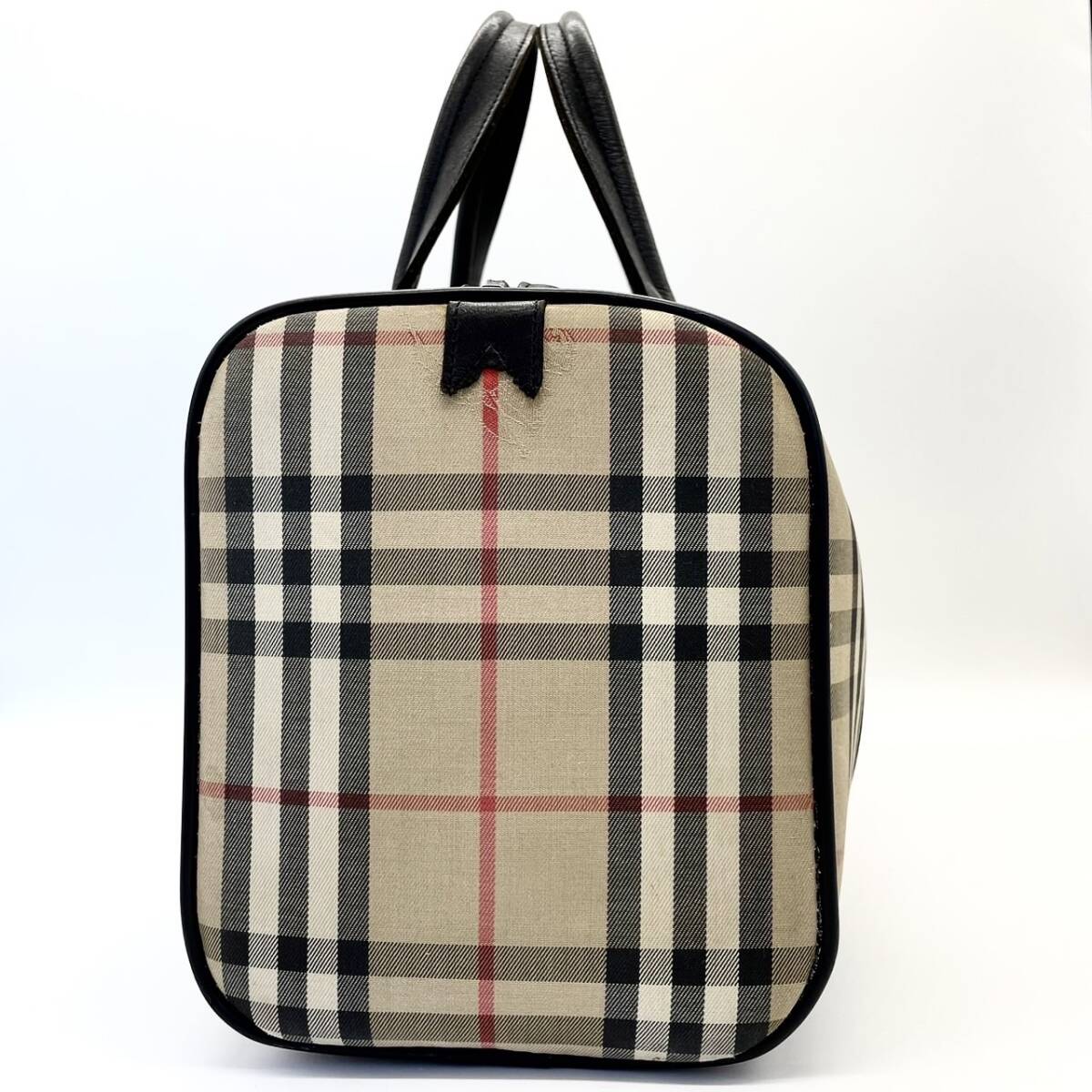 美品 バーバリーズ Burberry's メンズ レディース ボストンバッグ ハンド ショルダー ノバチェック レザー シャドーホース 黒 ブラック_画像5