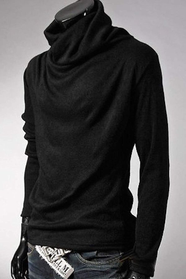 XL ブラック アフガン タートルネック 長袖 Tシャツ カットソー カジュアル メンズ シンプル 無地 ストリート系 モード系 カットソー_画像8
