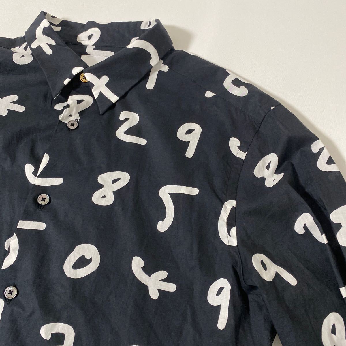 美品 ポールスミス ナンバリング ブラック シャツ L paul smith 数字 プリント SHIRT blackの画像6