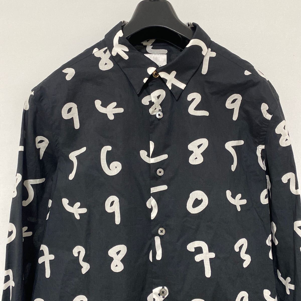 美品 ポールスミス ナンバリング ブラック シャツ L paul smith 数字 プリント SHIRT blackの画像2