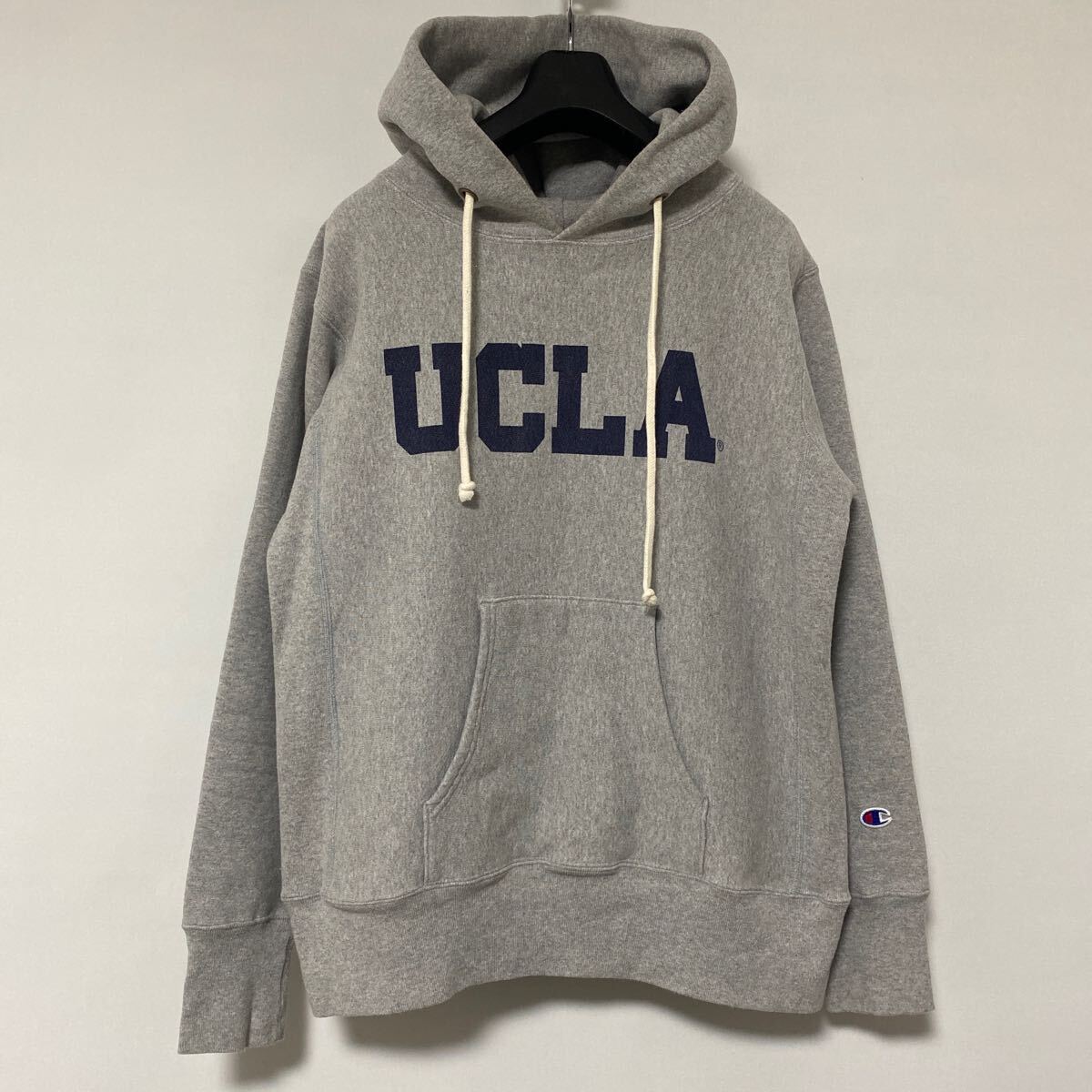 美品 アメリカ 製 Champion UCLA 染み込み プリント REVERSE WEAVE parka L チャンピオン リバースウィーブ スウェット パーカー USAの画像1