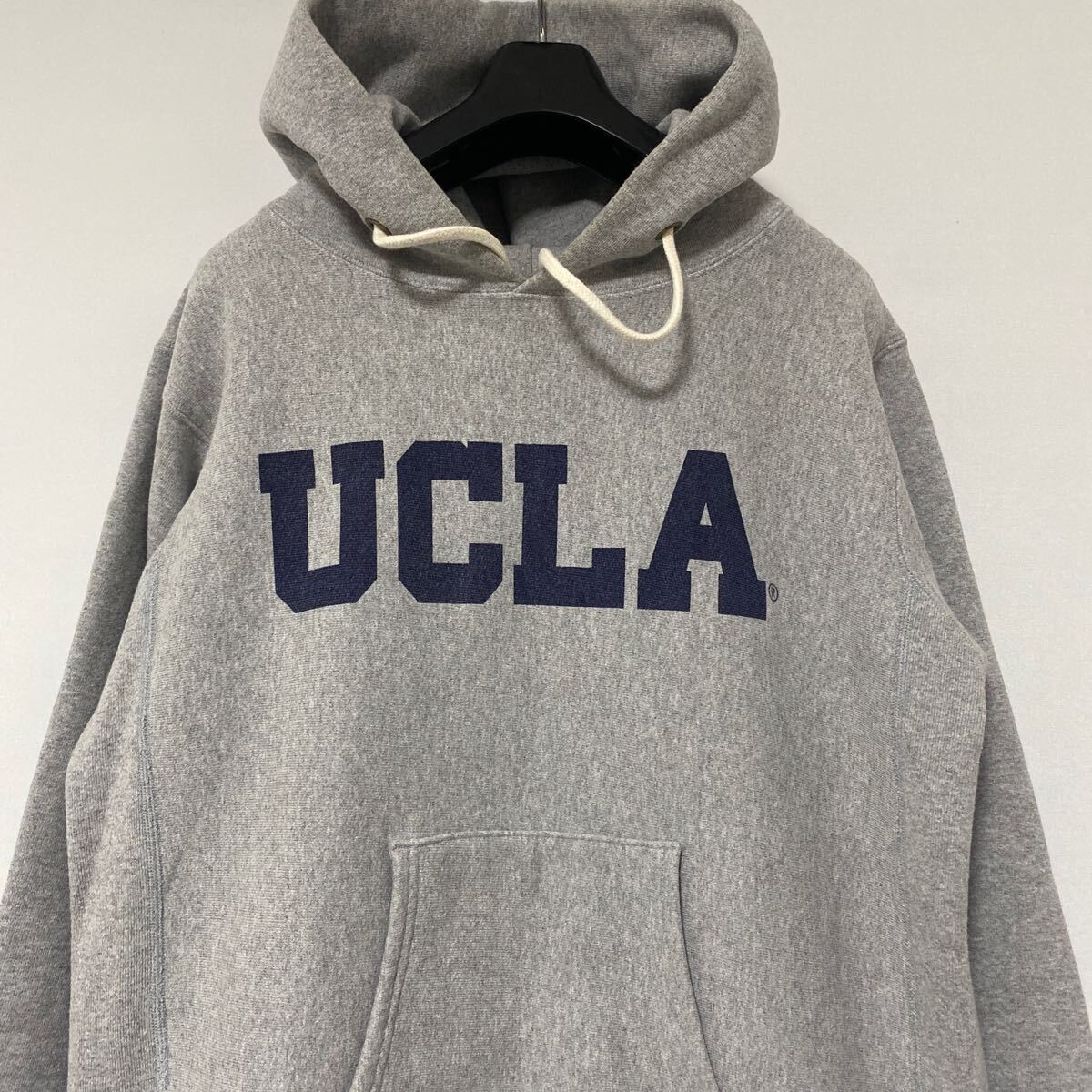 美品 アメリカ 製 Champion UCLA 染み込み プリント REVERSE WEAVE parka L チャンピオン リバースウィーブ スウェット パーカー USAの画像2