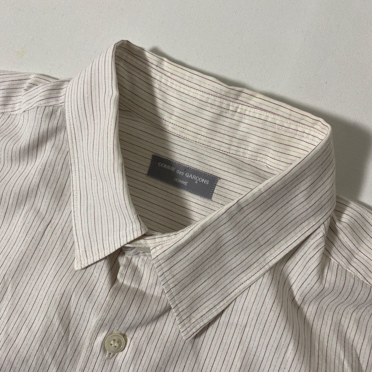 美品 AD 2002 田中 オム ストライプ ラメ シャツ COMME des GARCONS homme shirt コムデギャルソン アーカイブコレクションの画像1