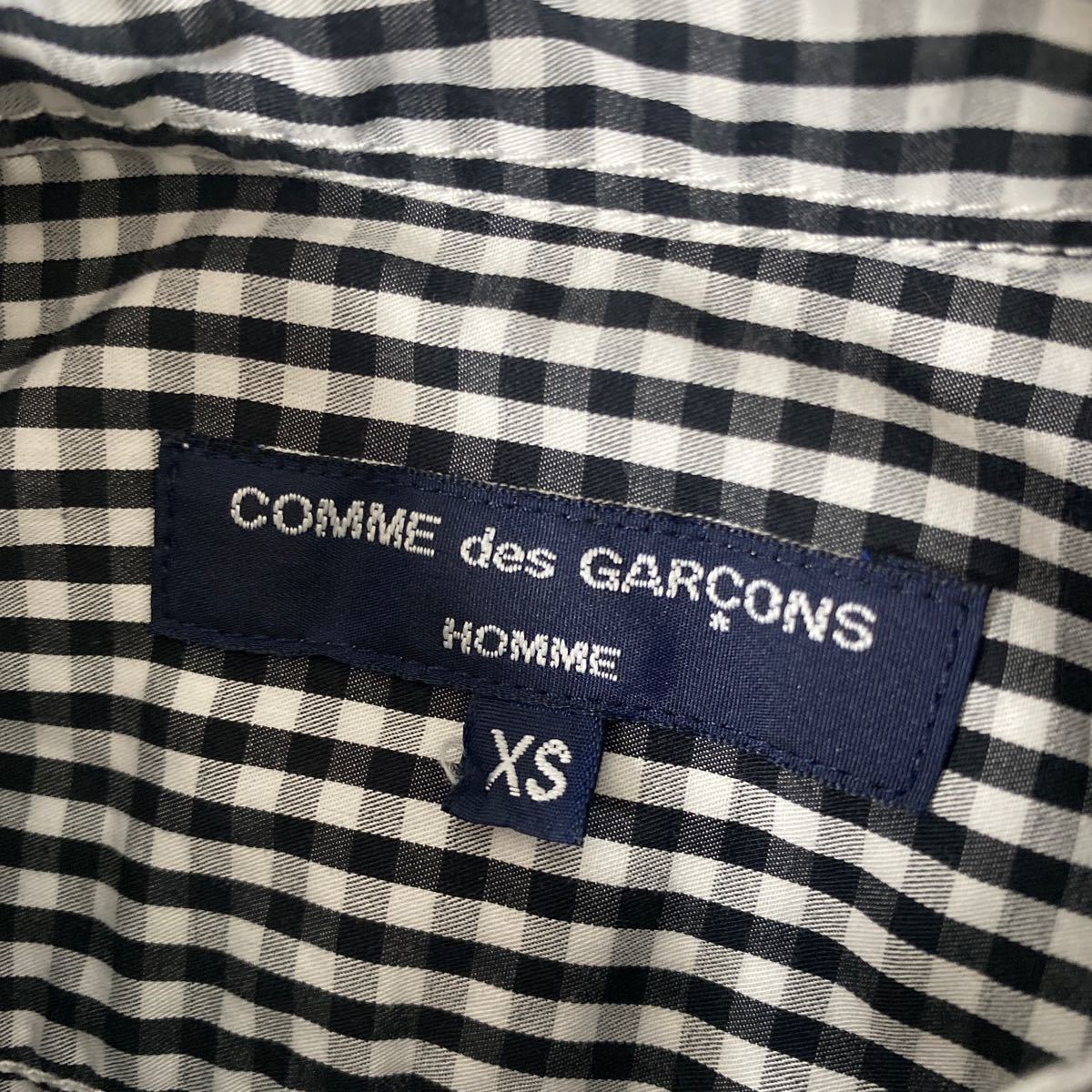 美品 AD 2021 コムデギャルソン オム ギンガム チェック 迷彩 切替 パッカリング シャツ XS COMME des GARCONS homme shirt カモ_画像5
