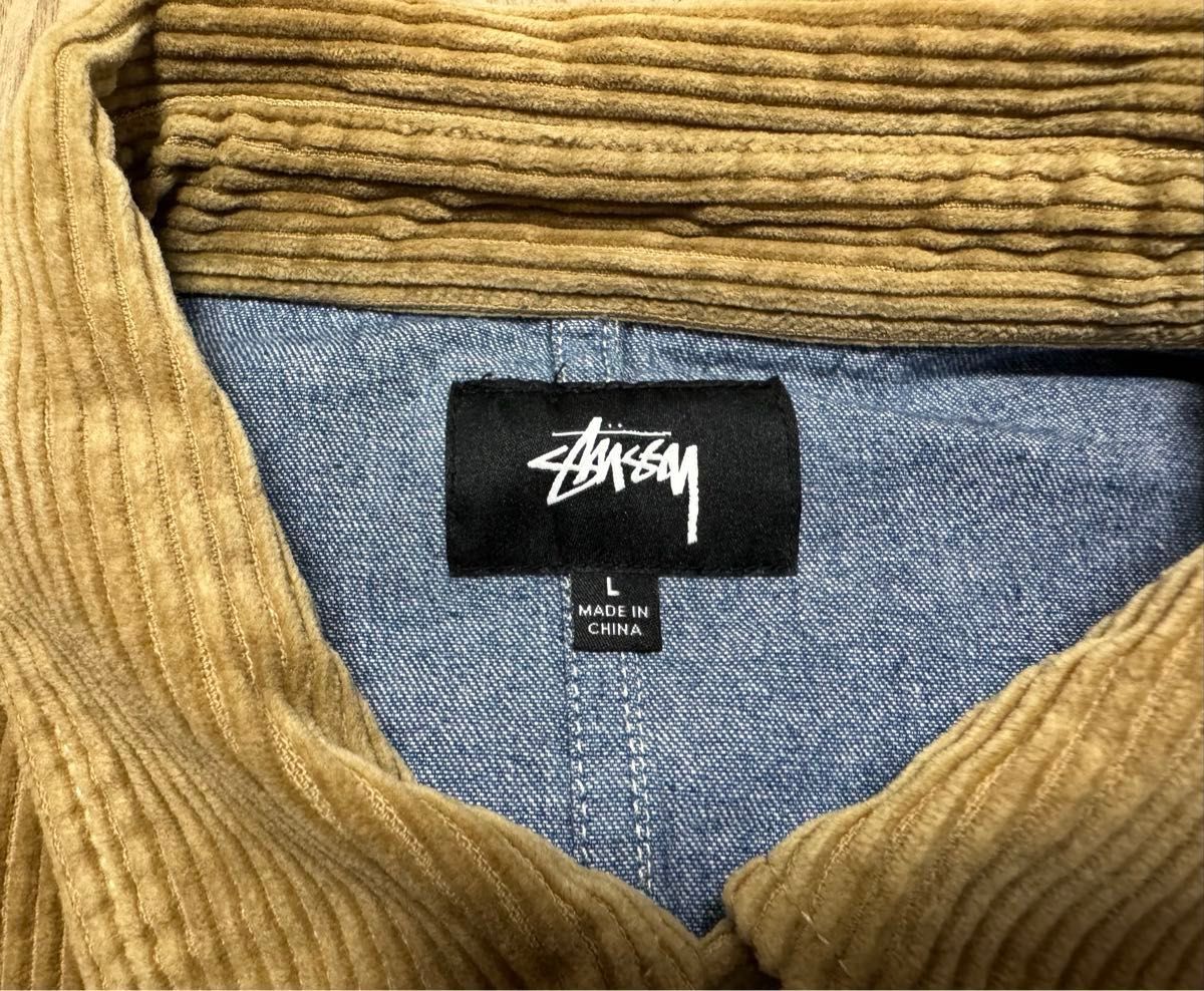 STUSSY Cord Denim Mix Shirt ステューシー コーデュロイ デニム シャツ 20AW L