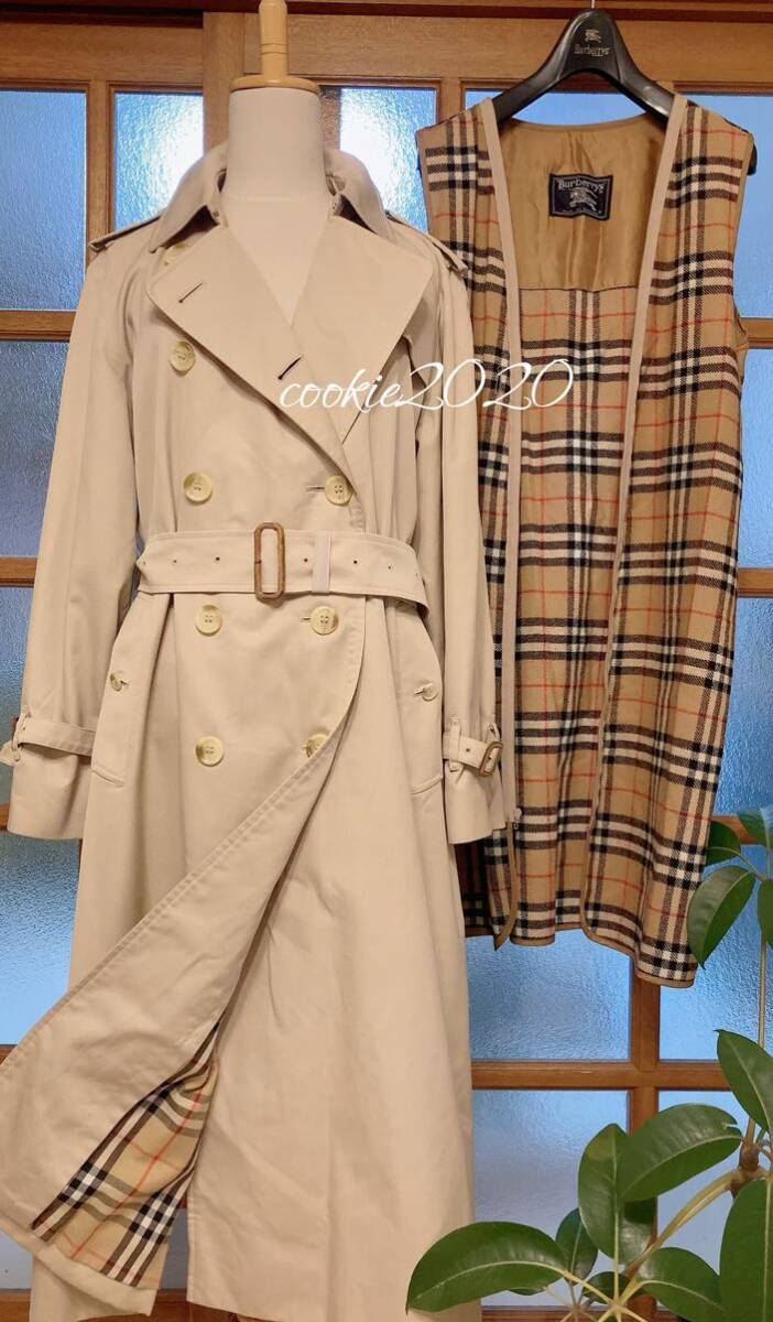 高級【人気★ライナー付きトレンチコート】BURBERRY、バーバリー、春に活躍、ノバチェック、大きいサイズ、美品の画像1