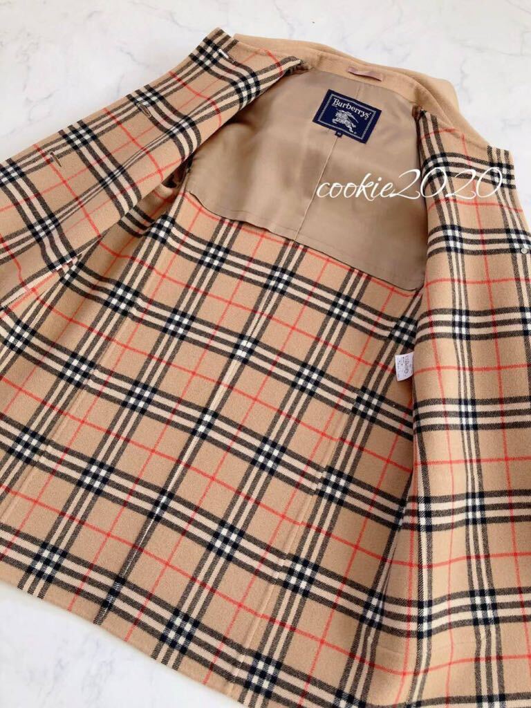 高級【美品★羊毛カシミヤコート】BURBERRY、バーバリー、気品溢れる1着、人気、ノバチェック、美ライン_画像2