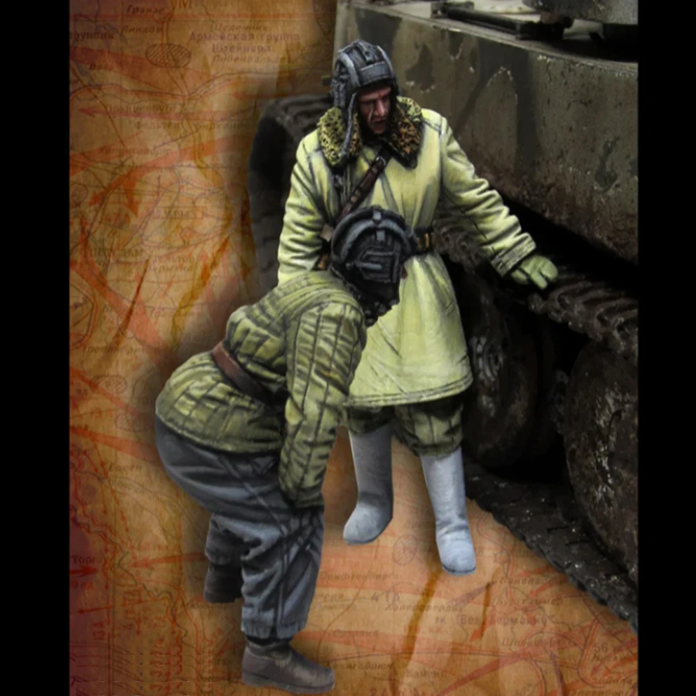 【スケール 1/35】 樹脂 レジン フィギュア キット 冬の ドイツ兵 2体セット 世界大戦 未塗装 未組み立て_画像1