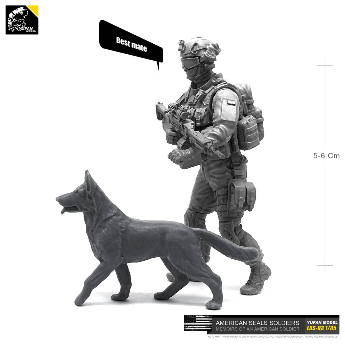 [ шкала 1/35] полимер resin фигурка комплект ... собака 1 комплект солдат собака не крашеный не собранный Las-03