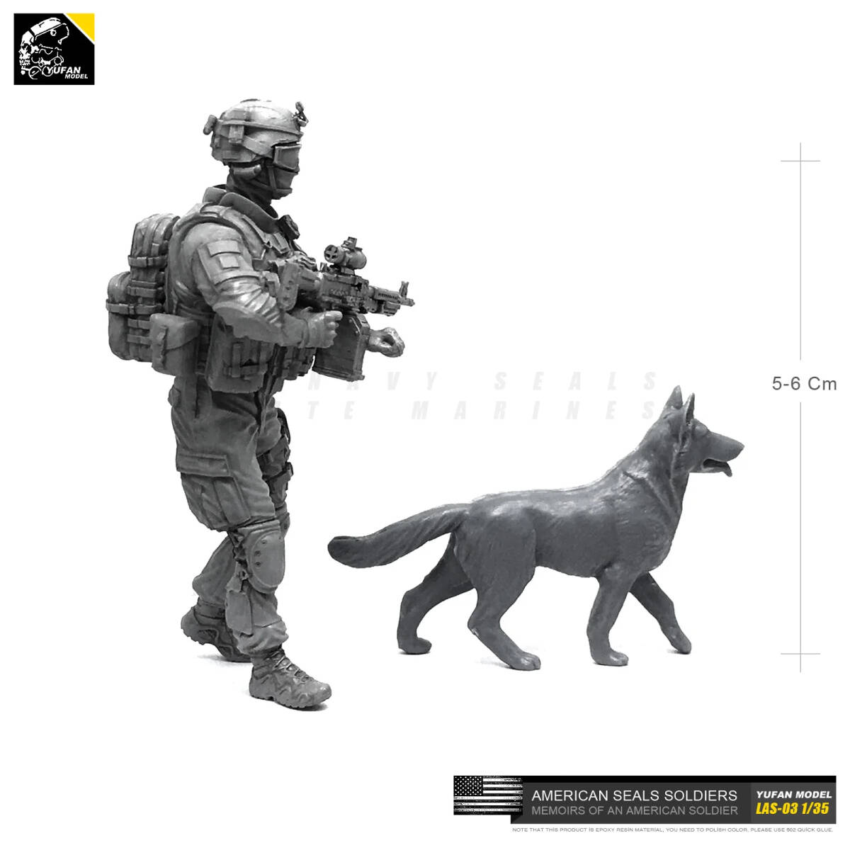 [ шкала 1/35] полимер resin фигурка комплект ... собака 1 комплект солдат собака не крашеный не собранный Las-03