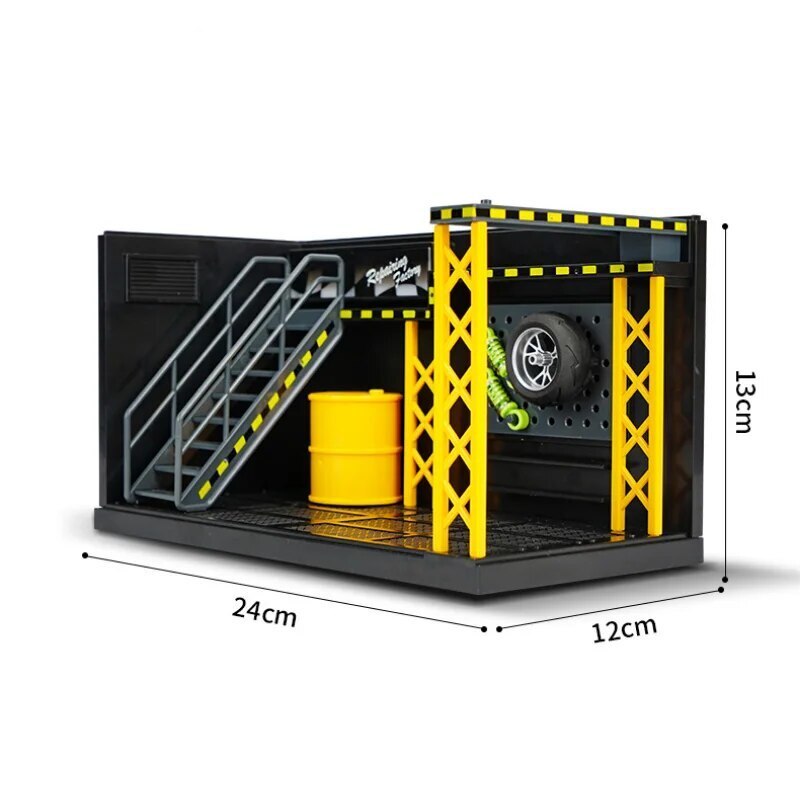 1/24 ガレージ キット ミニチュア ディスプレイ ライト付 ミニカー ジオラマ 展示用 駐車場 バイク DIY 車 おもちゃ ミニモデル_画像2