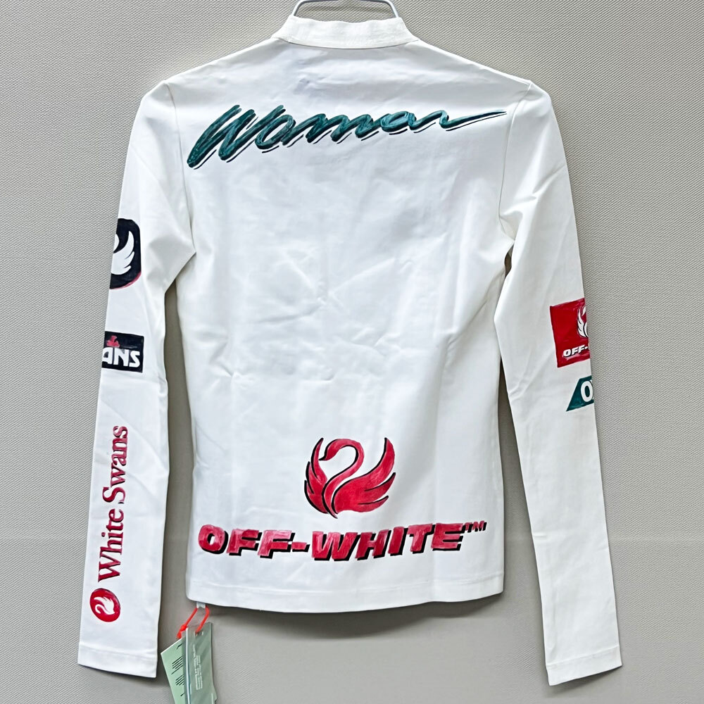 【73730】未使用・アウトレット処分品　Off-White オフホワイト　ロンT　0WAB016E19E02082　38/XS　レディース　マルチロゴ　ホワイト_画像2