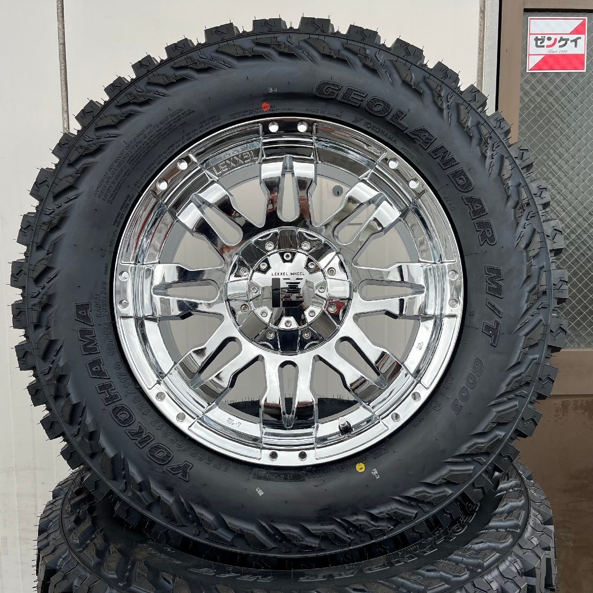 背面用付き（5本セット）Jeep ラングラー JK JL クロームメッキ Balano 17インチ ヨコハマ ジオランダー G003 265/70R17 285/70_画像3