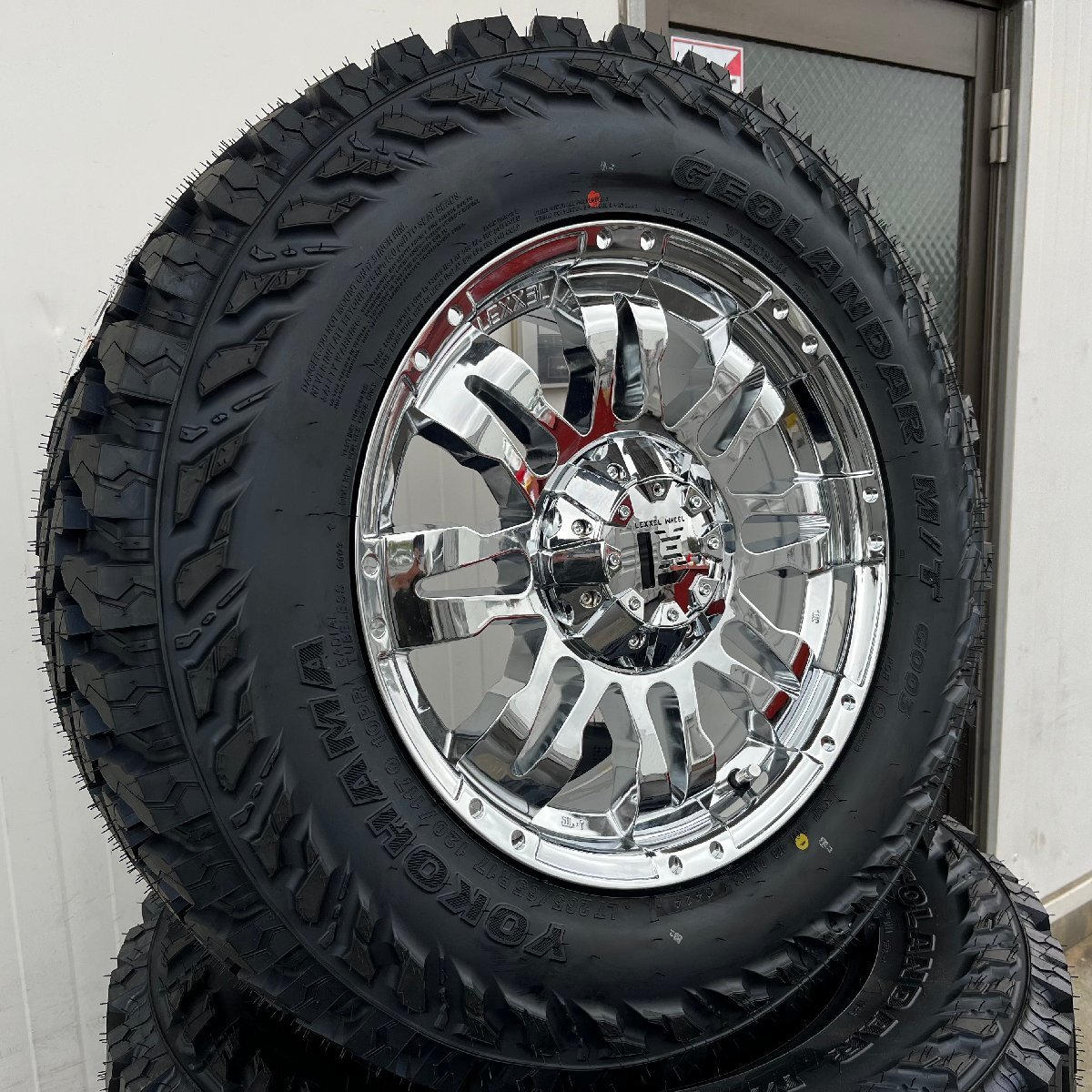 背面用付き（5本セット）Jeep ラングラー JK JL クロームメッキ Balano 17インチ ヨコハマ ジオランダー G003 265/70R17 285/70_画像2