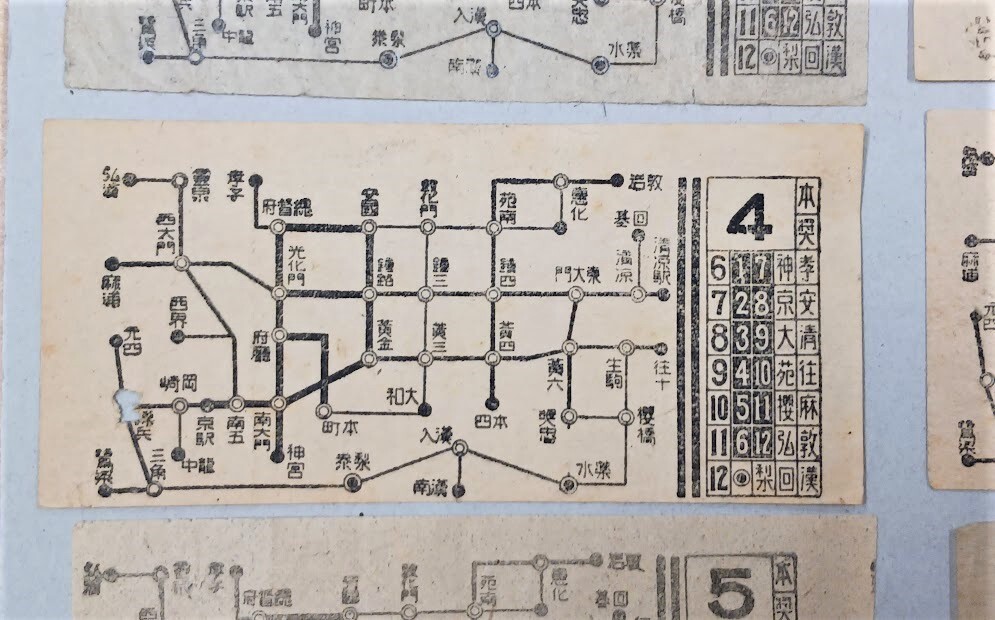 戦前 軟券切符 朝鮮 京城 電車 バス のりかえ 乗換券 路線図式 貴重乗換券 26枚セットの画像7