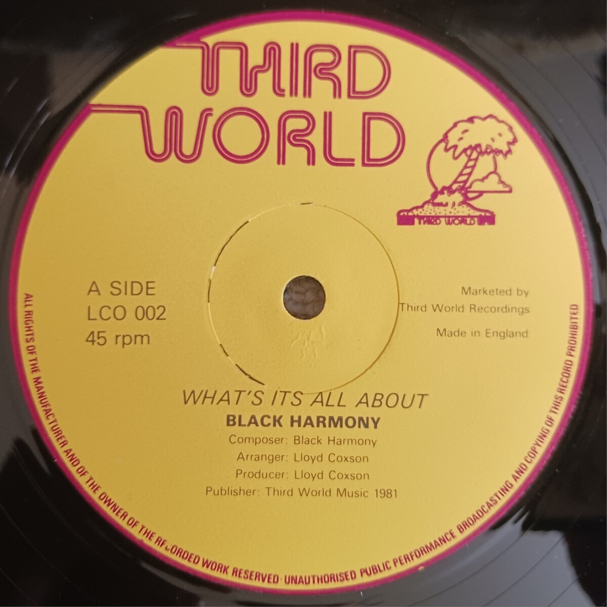 BLACK HARMONY『WHAT'S IT'S ALL ABOUT / L IS FOR LOVE』12インチシングルレコード / THIRD WORLD / LOVERS ROCK / ラヴァーズ・ロックの画像1