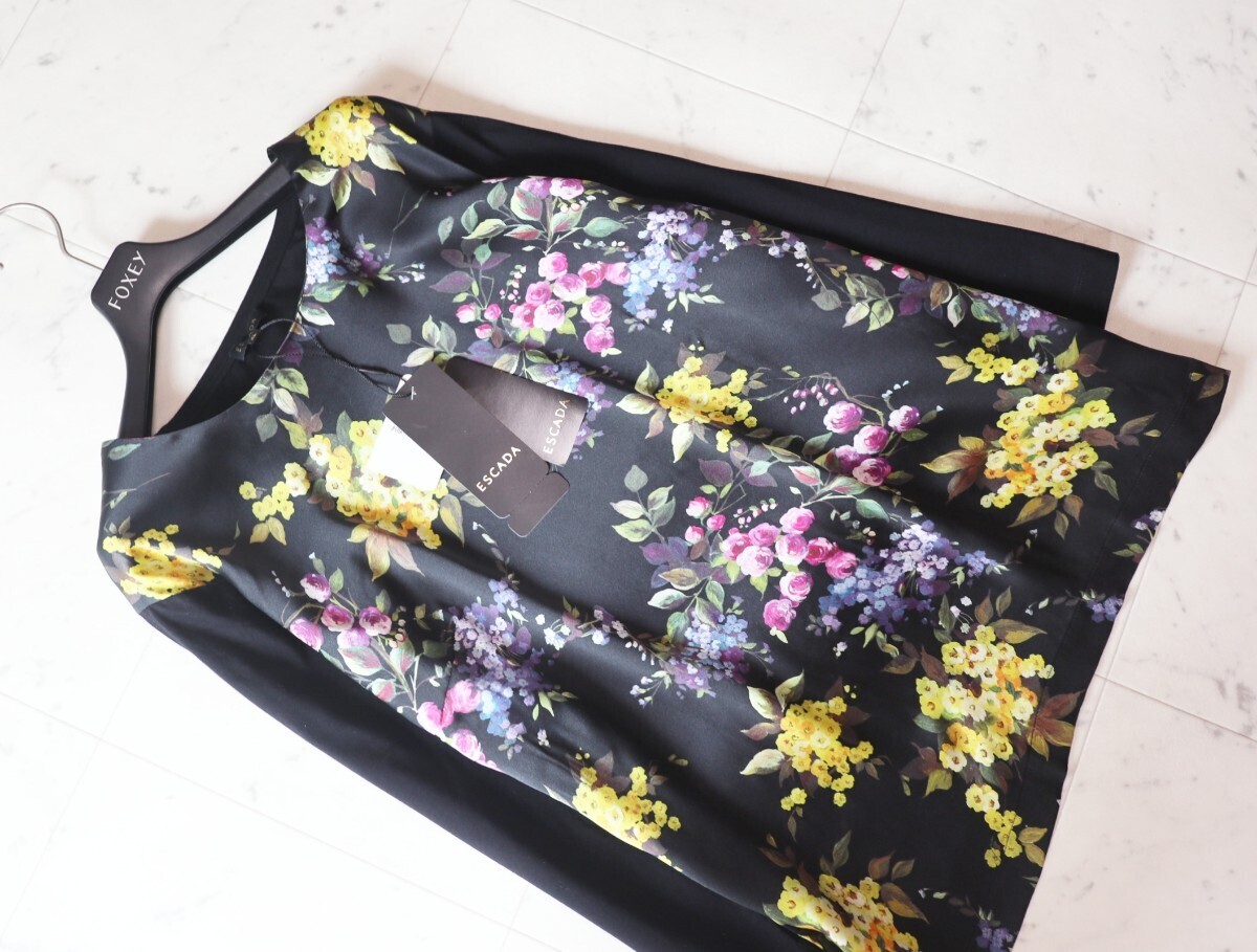 新品タグ付き★エスカーダ ESCADA★シルクパネル100% Flower ブラウス トップス size XL ★大きいサイズ_画像2