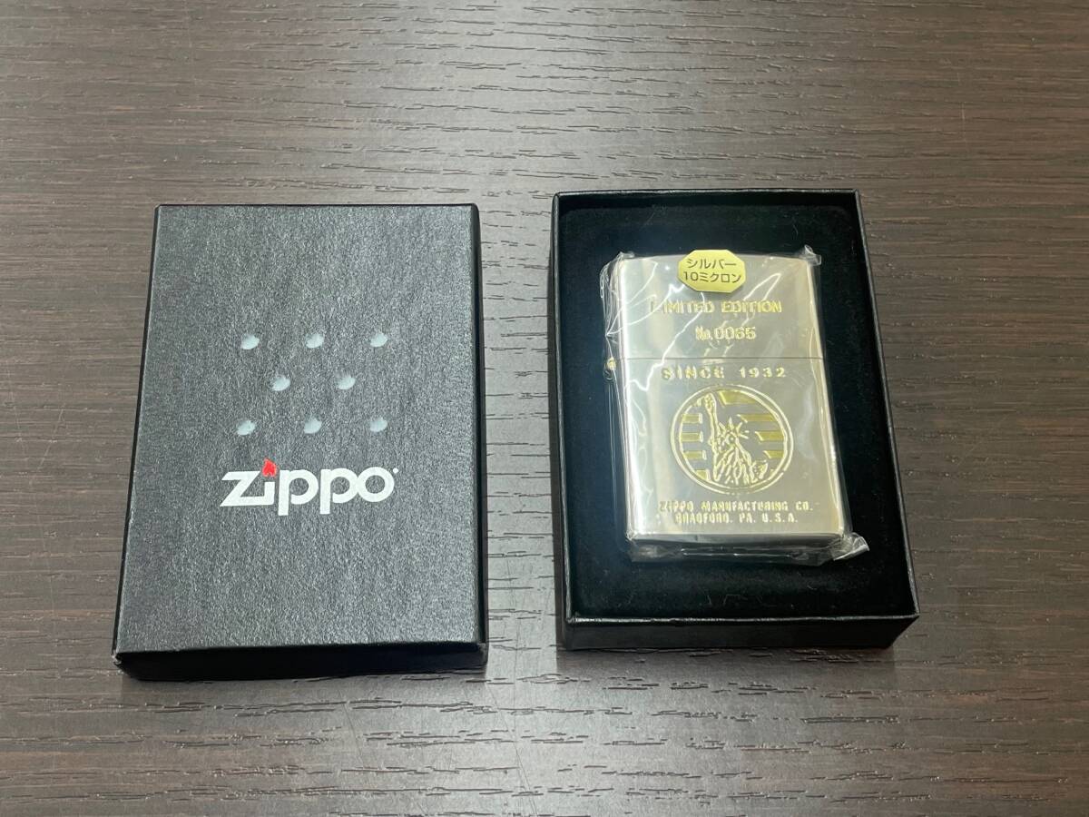 #3622 Zippo ジッポー 未使用 オイル ライター since1932 LIMITED EDITION No.0065 シルバー10ミクロン 自由の女神 限定 箱付き 現状保管品の画像1
