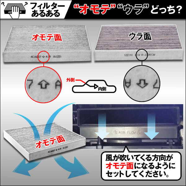 エアコンフィルター 純正同等品 ミラ L250S 260S ダイハツ 活性炭 強力脱臭 品番：AC16001 AC1_画像3