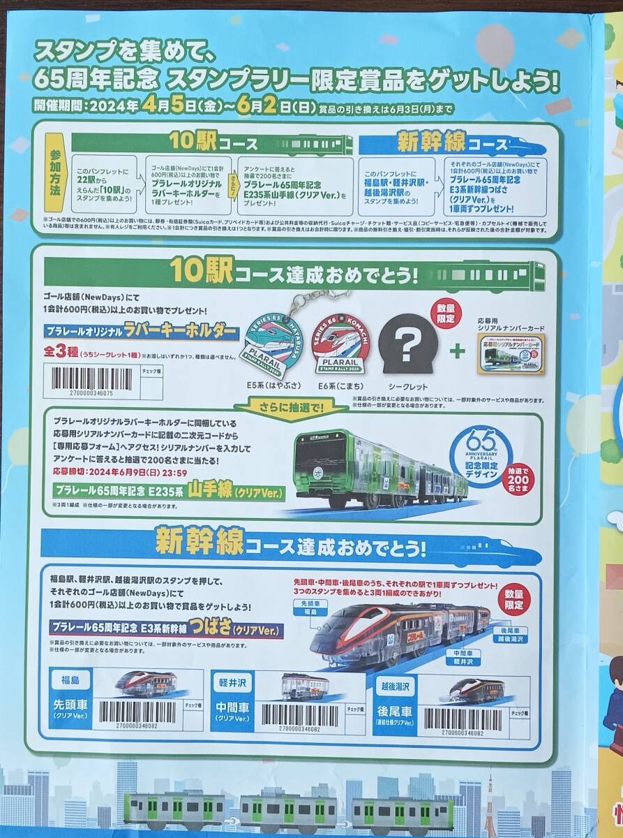 JR東日本×プラレール　プラレールスタンプラリー2024★１０駅スタンプ（新幹線コース３駅）押印済み台紙１枚　未交換_未交換