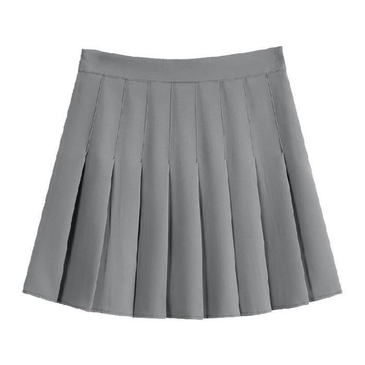 【L size】グレー　プリーツスカート　韓国　ミニスカート　無地　制服