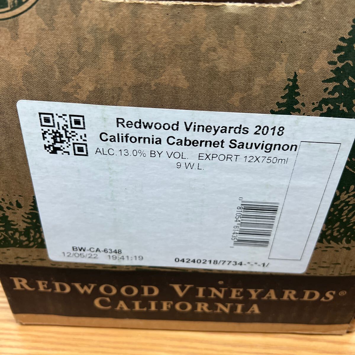 ワイン 12本 レッドウッド  カベルネ・ソーヴィニヨン（赤） 750ml Redwood Vineyards 2018 California Cabernet Sauvignonの画像3