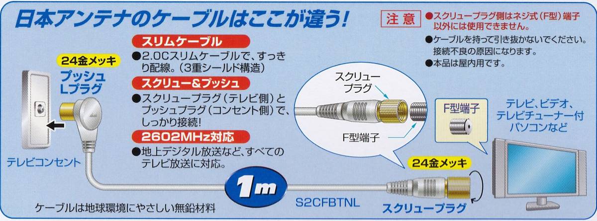 【新品・未使用】日本アンテナ テレビ接続ケーブル 2T10RGPL(H) 長さ1m_画像3