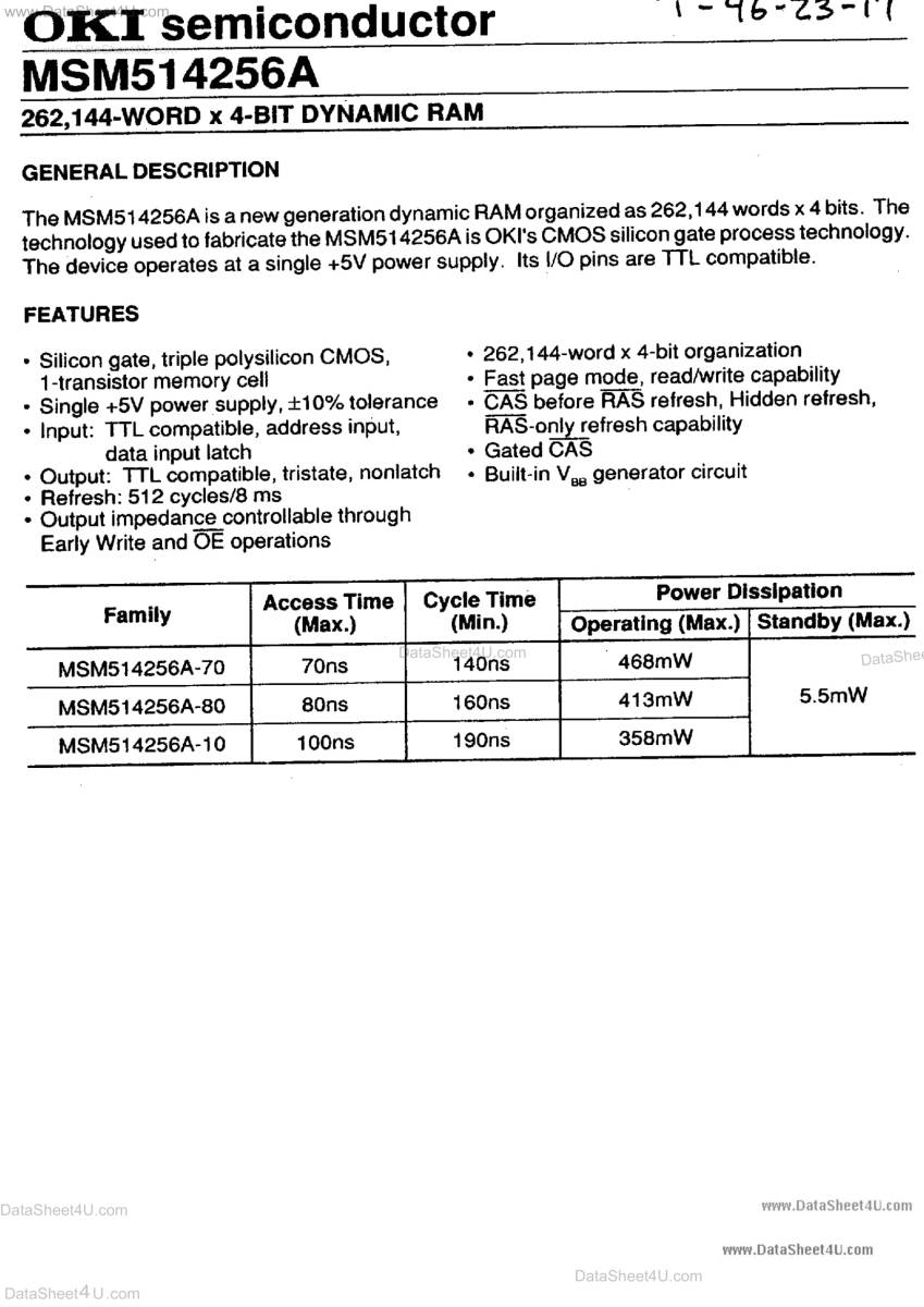 OKI 沖 256K WORDS × 4bit CMOS DRAM M514256A-80Z (MSM514256A-80Z) 8個セット 同一ロット 中古_画像4