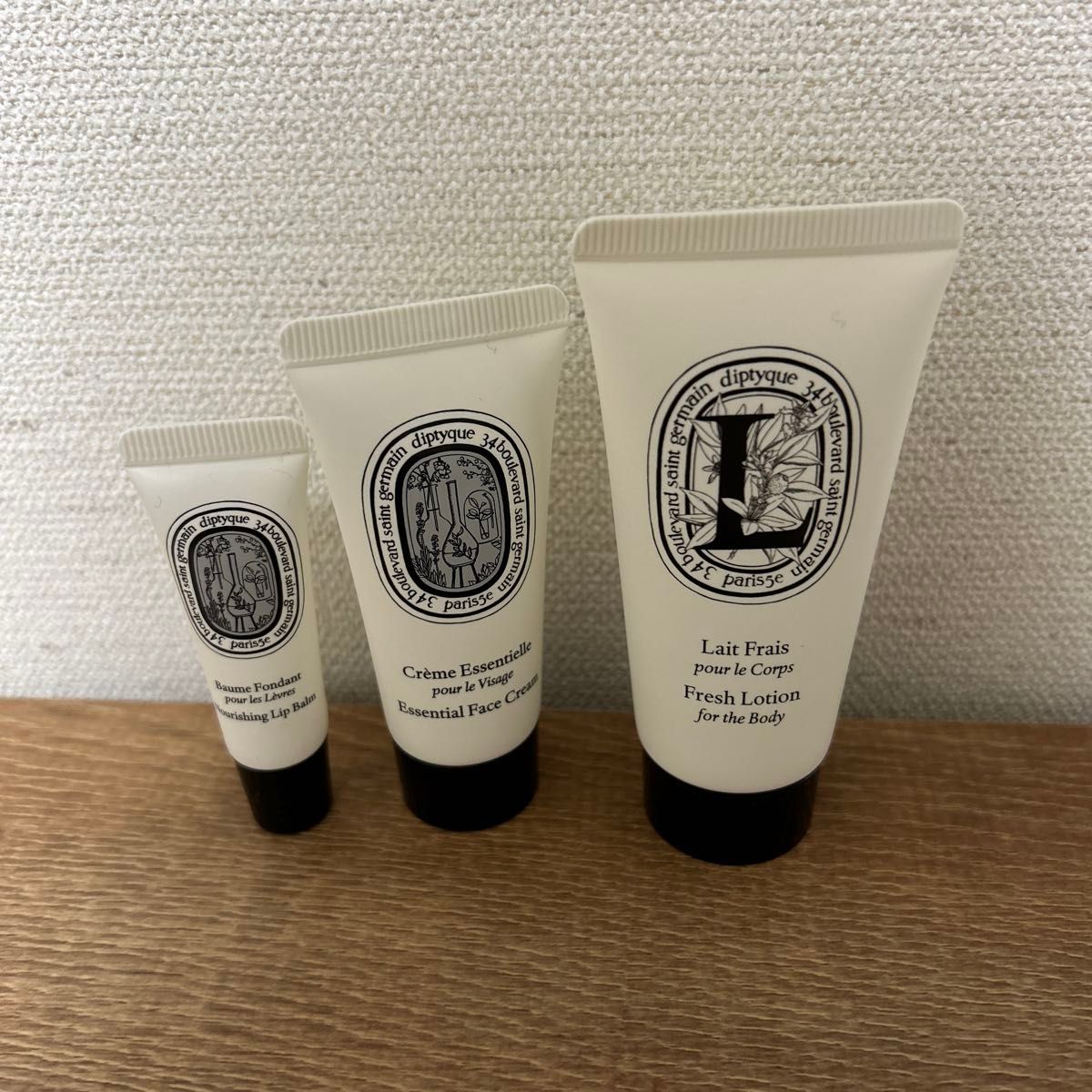 diptyqueボディクリーム、フェイスクリーム、リップバーム3点セット