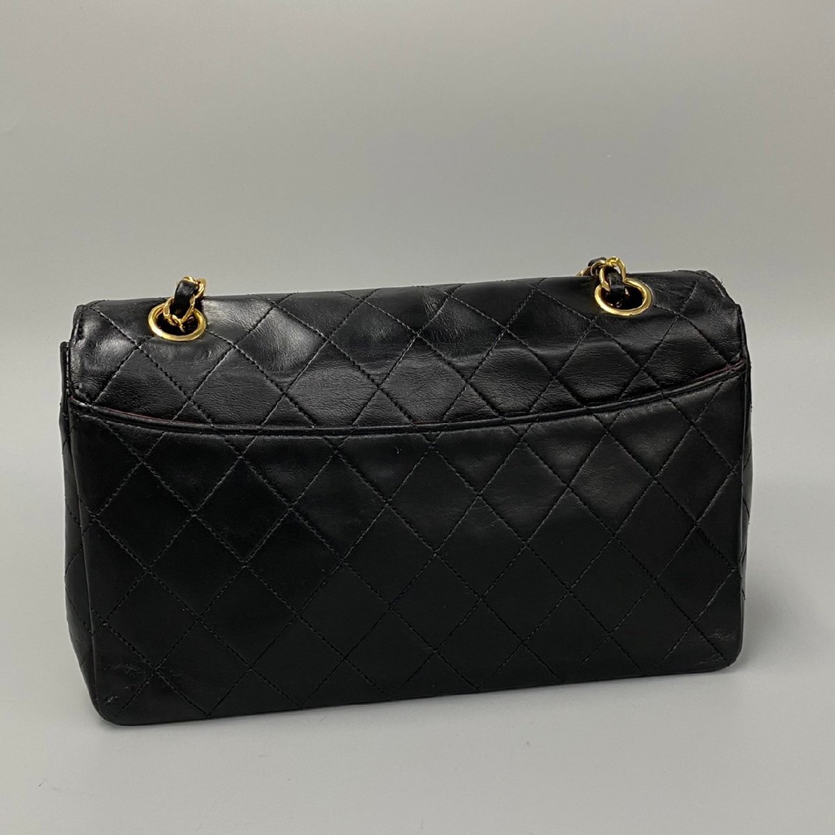 1円 極 美品 シール有 1番台 CHANEL シャネル マトラッセ 24cm ラムスキン ダブルチェーン ハンドバッグ ショルダーバッグ ブラック k1534の画像4