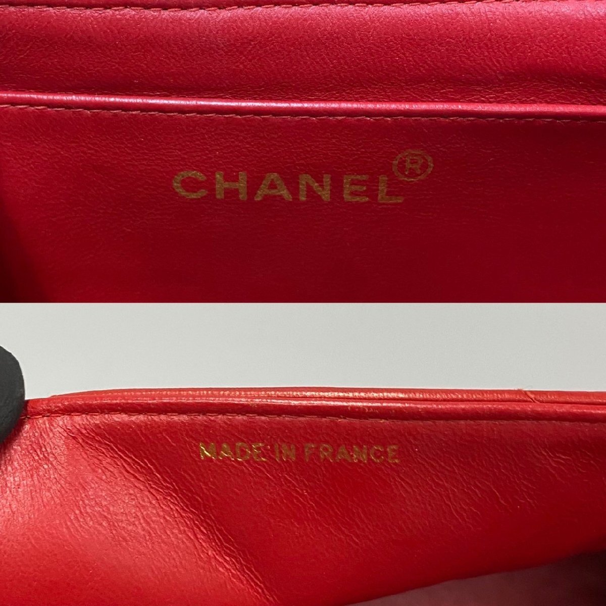 1円 極美品 カード有 2番台 CHANEL シャネル Vステッチ シェブロン ラムスキン レザー 2way ハンドバッグ チェーン ショルダーバッグ 15610の画像2