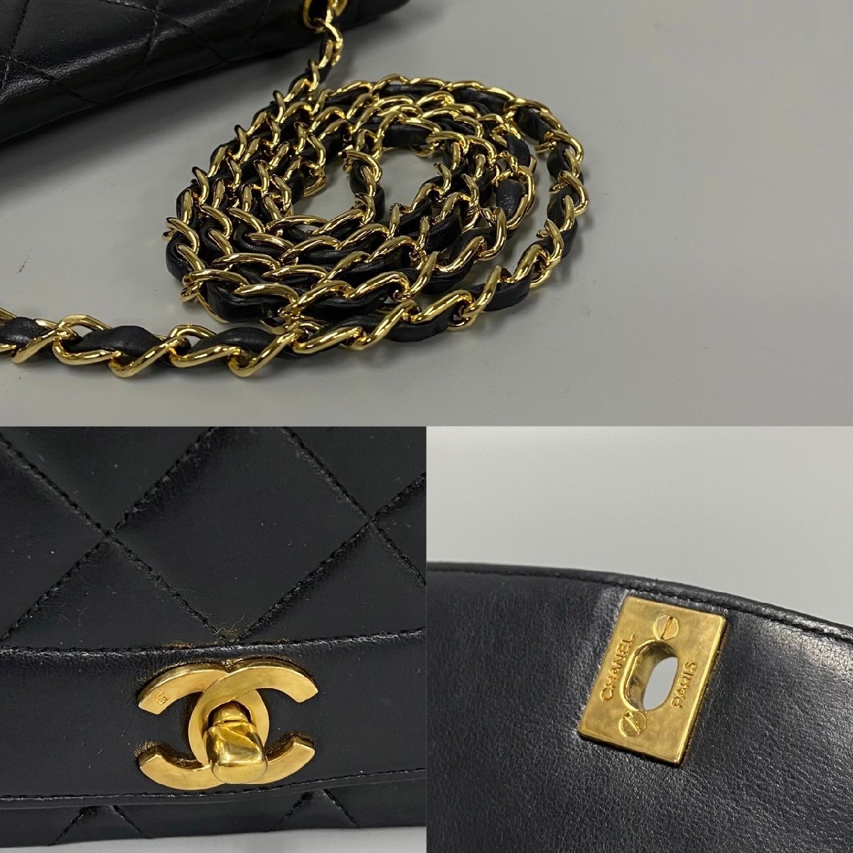 1円 極 美品 袋付き シール有 2番台 CHANEL シャネル ダイアナフラップ マトラッセ 24cm ラムスキン レザー 本革 ショルダーバッグ 40642の画像2