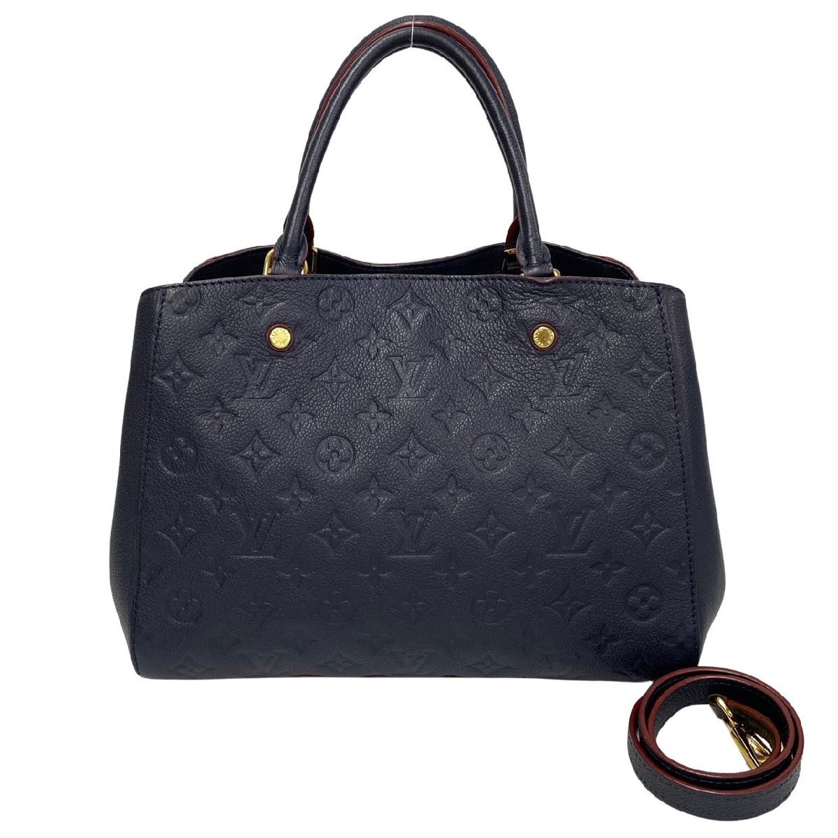 極 美品 LOUIS VUITTON ルイヴィトン モンテーニュ MM モノグラム アンプラント 2way ハンドバッグ ショルダーバッグ ネイビー 356-9_画像4