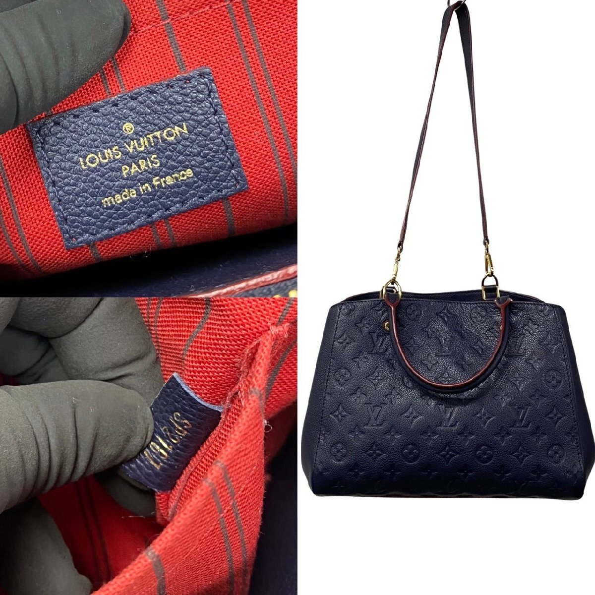 極 美品 LOUIS VUITTON ルイヴィトン モンテーニュ MM モノグラム アンプラント 2way ハンドバッグ ショルダーバッグ ネイビー 356-9_画像5