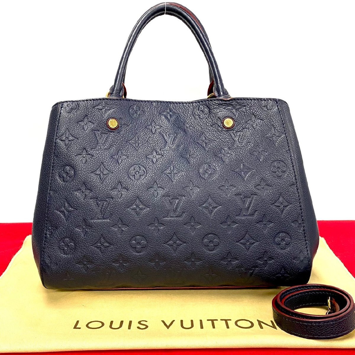 極 美品 LOUIS VUITTON ルイヴィトン モンテーニュ MM モノグラム アンプラント 2way ハンドバッグ ショルダーバッグ ネイビー 356-9_画像1