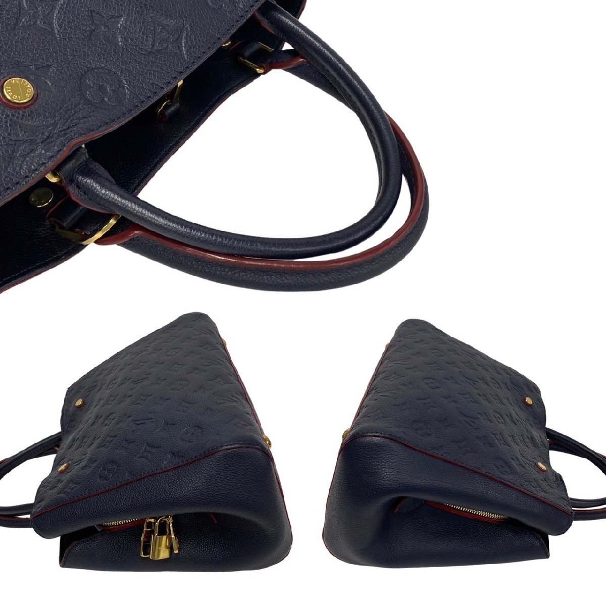 極 美品 LOUIS VUITTON ルイヴィトン モンテーニュ MM モノグラム アンプラント 2way ハンドバッグ ショルダーバッグ ネイビー 356-9_画像7