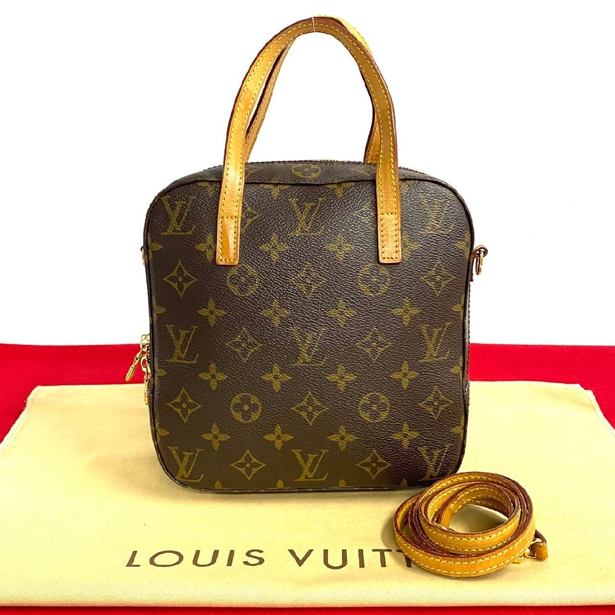 極 美品 LOUIS VUITTON ルイヴィトン スポンティーニ モノグラム レザー 本革 2way ハンドバッグ ショルダーバッグ ブラウン 67690_画像1