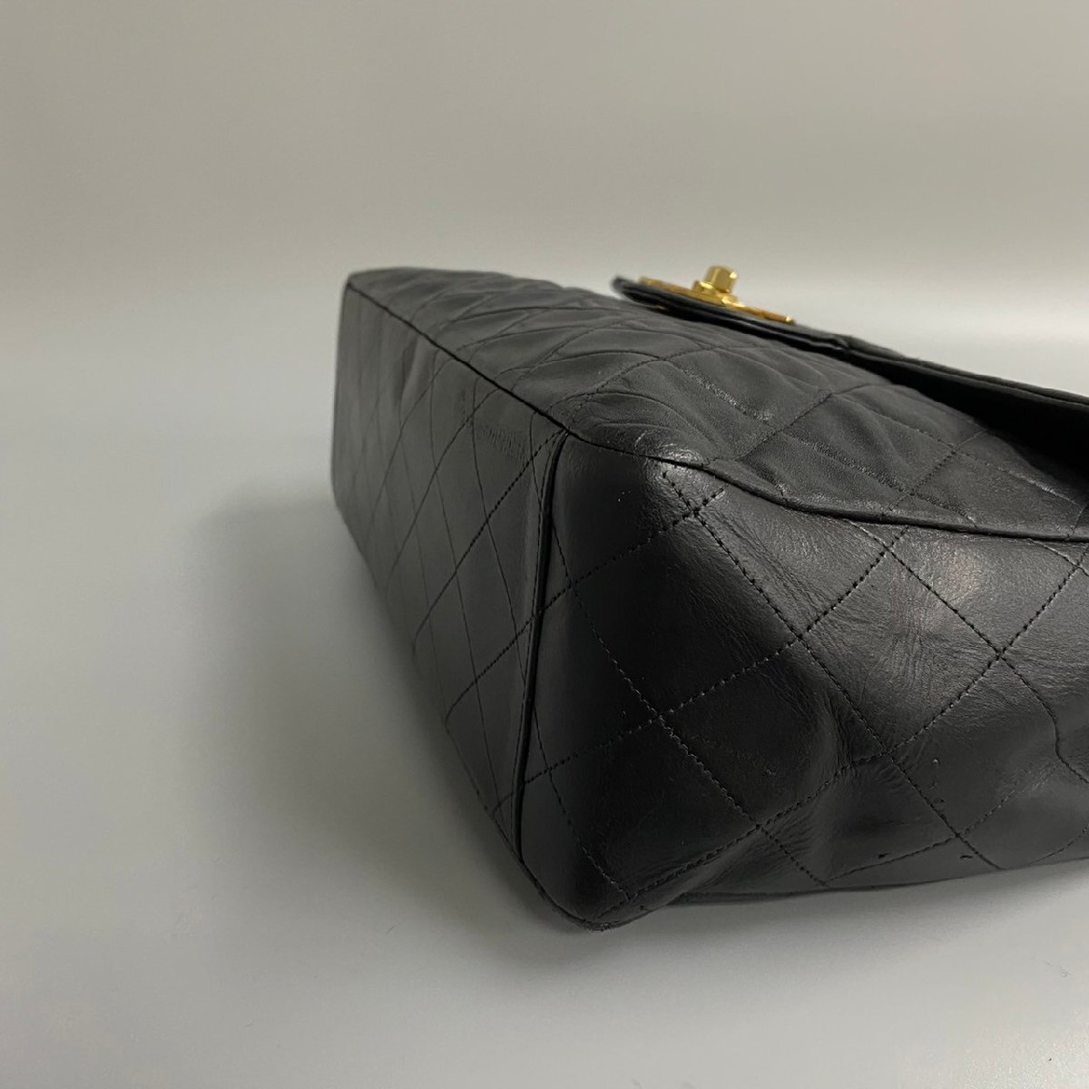 1円 美品 シール有 CHANEL シャネル マトラッセ 34cm デカココ デカマトラッセ ラムスキン Wチェーン ハンドバッグ ブラック 30834の画像8