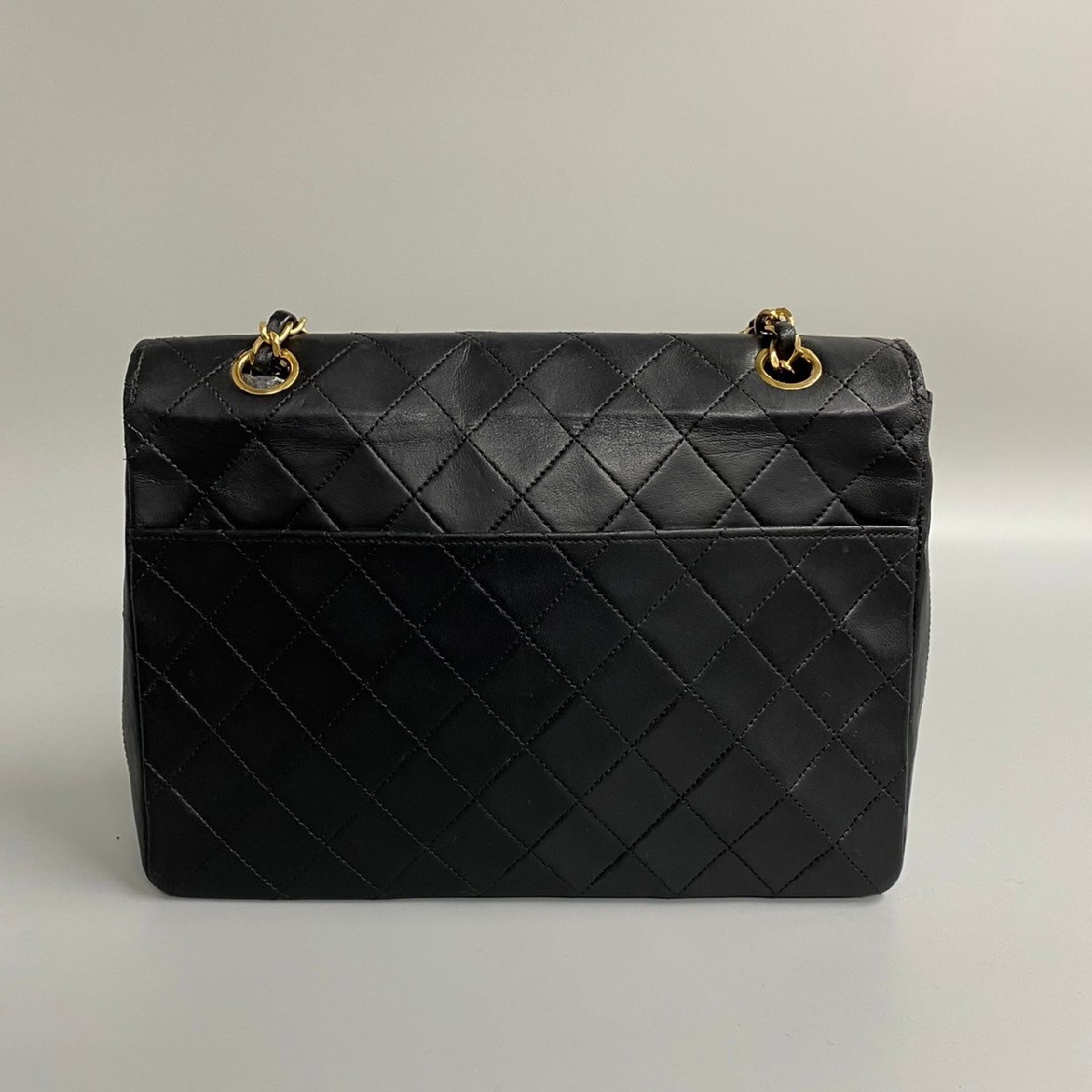 1円 美品 シール カード有 0番台 CHANEL シャネル マトラッセ 24cm ラムスキン レザー ダブルチェーン ショルダーバッグ ブラック 30853_画像4