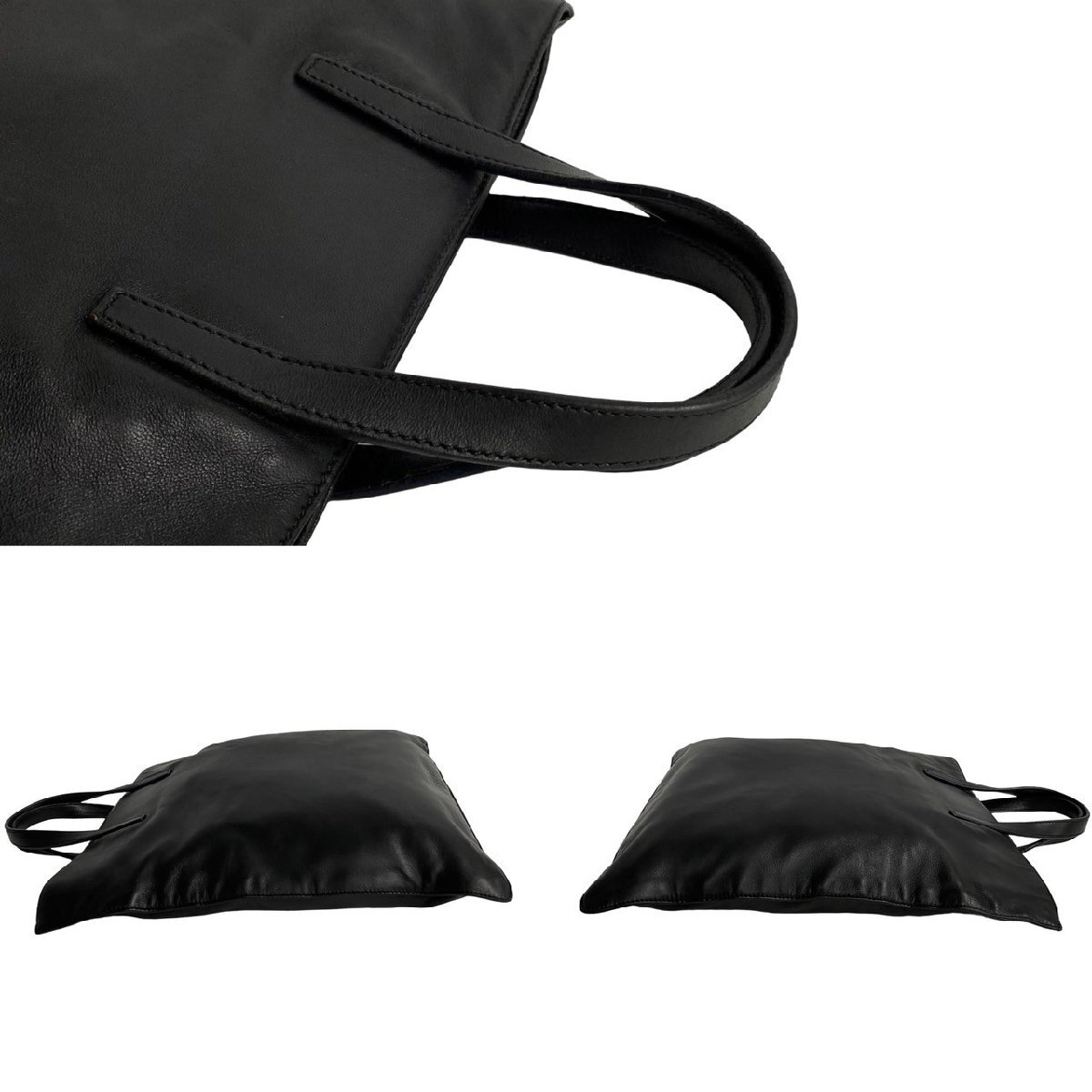 極 美品 希少品 LOEWE ロエベ アナグラム ロゴ 刻印 ナッパ レザー 本革 トートバッグ ハンドバッグ A4収納可能 ブラック 黒 52880_画像6