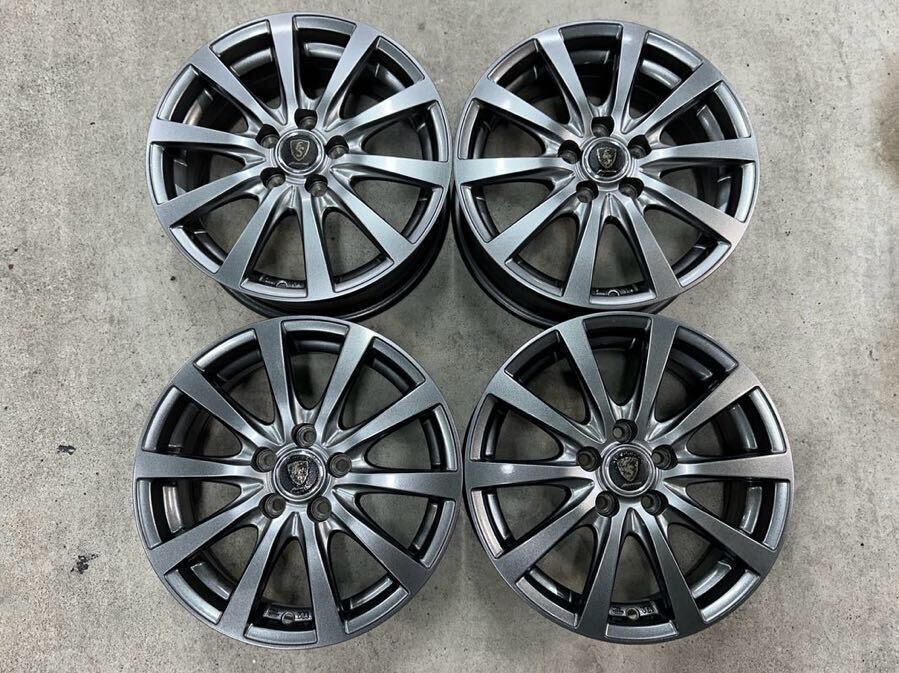 中古アルミホイール MANARAY SPORT 15×6J +45 PCD100 ハブ径約65mm 4本セット プリウス等の画像1