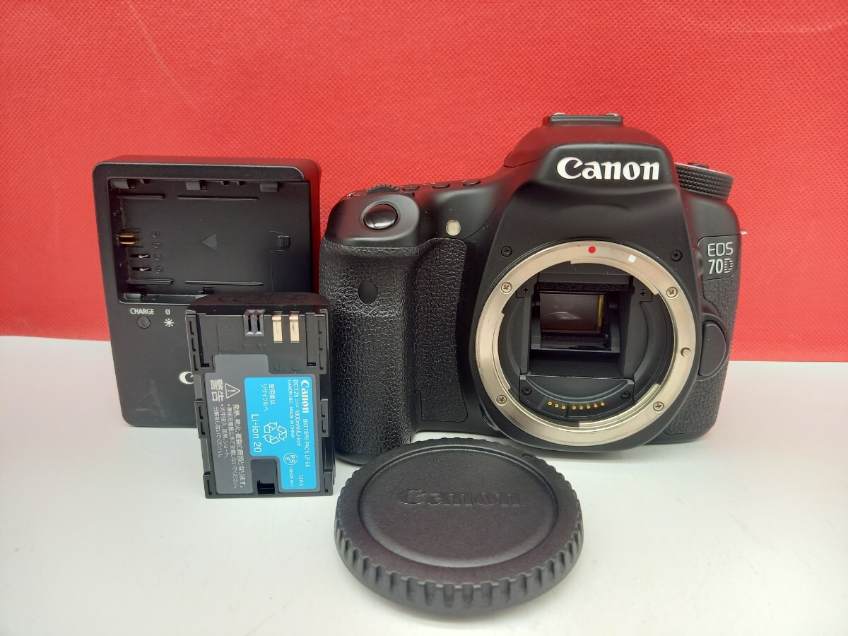 ■ Canon EOS 70D デジタル一眼レフカメラ ボディ 動作確認済 シャッター、フラッシュOK バッテリー 充電器 キャノン
